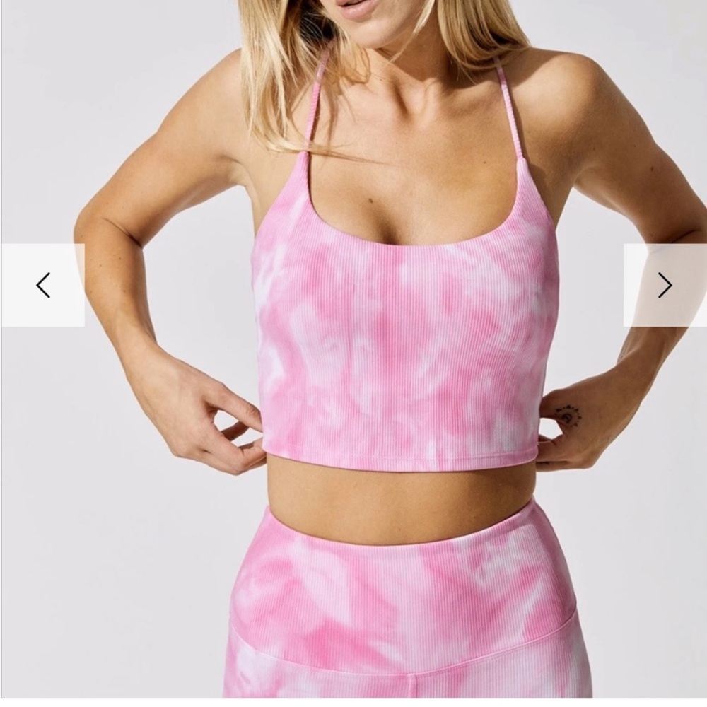 Carbon38 tie dye ribbed cami NEW size M pink white